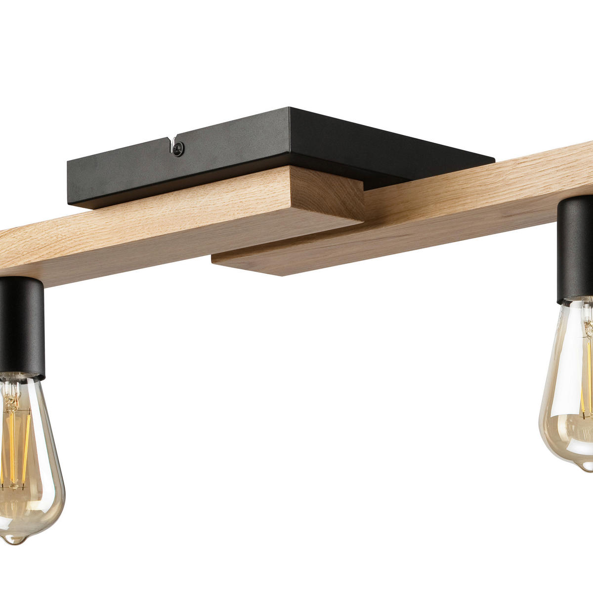 Lamkur Deckenleuchte MATTE 50300 Eiche schwarz Eiche Glas Stahl H/L: ca. 12x104 cm E27 6 Brennstellen Matte - Eiche/schwarz (104,00cm) - Lamkur