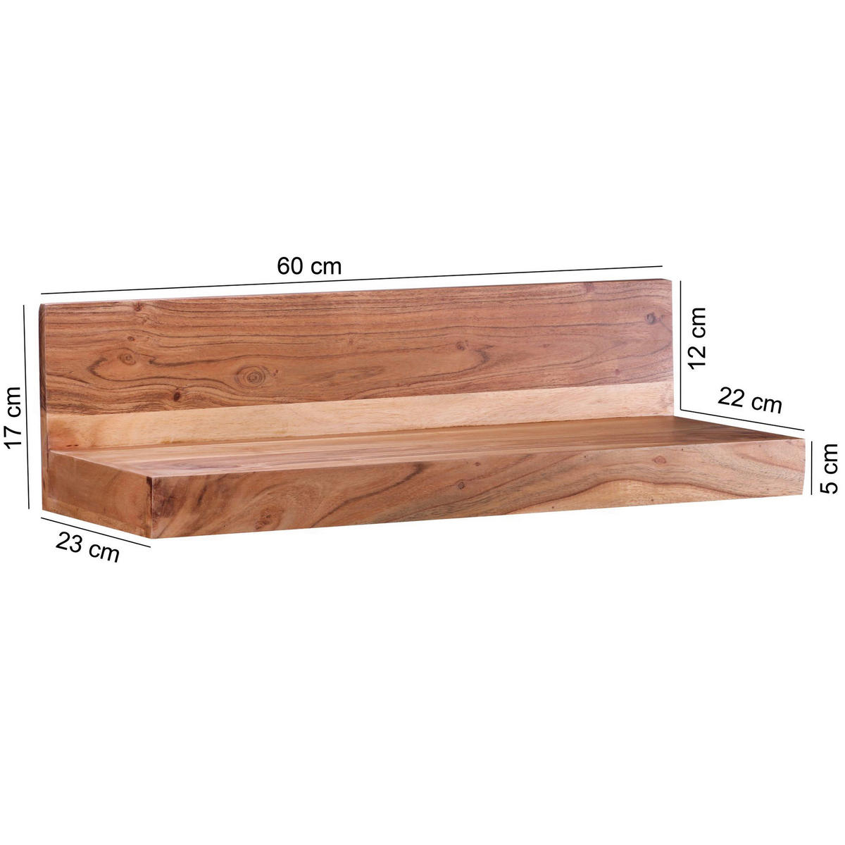Wandregal natur B/H/T: ca. 60x17x23 cm Wandregal - natur (60,00/17,00/23,00cm) - Wohnling