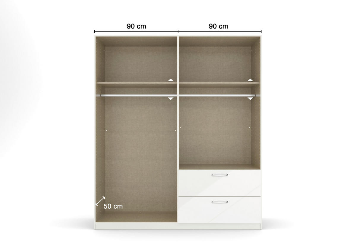 Kleiderschrank Quadra weiß B/H/T: ca. 180x210x54 cm Quadra - weiß (180,00/210,00/54,00cm)