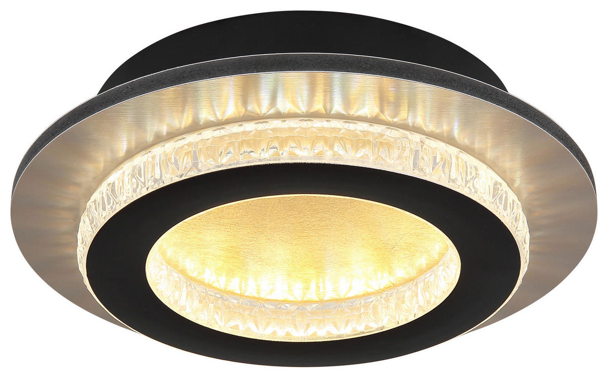 GLOBO LED-Deckenleuchte mattschwarz klar gold Metall Kunststoff H/D: ca. 5,5x20 cm 1 Brennstellen JAYDEN - gold/klar (20,00/5,50cm) - GLOBO