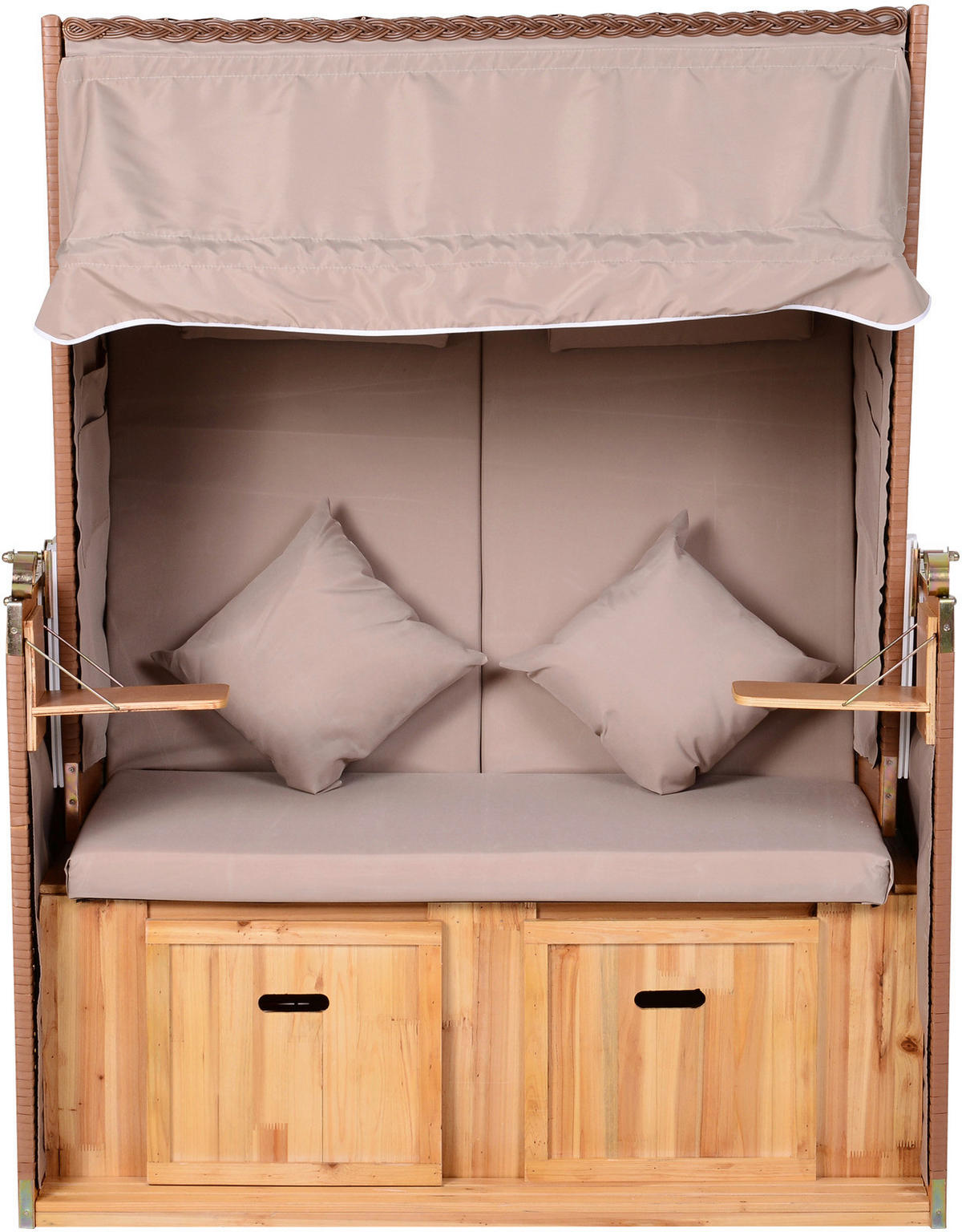 Outsunny Strandkorb hellbraun Metall B/H/T: ca. 118x150x79 cm Strandkorb - hellbraun (118,00/150,00/79,00cm) - Outsunny