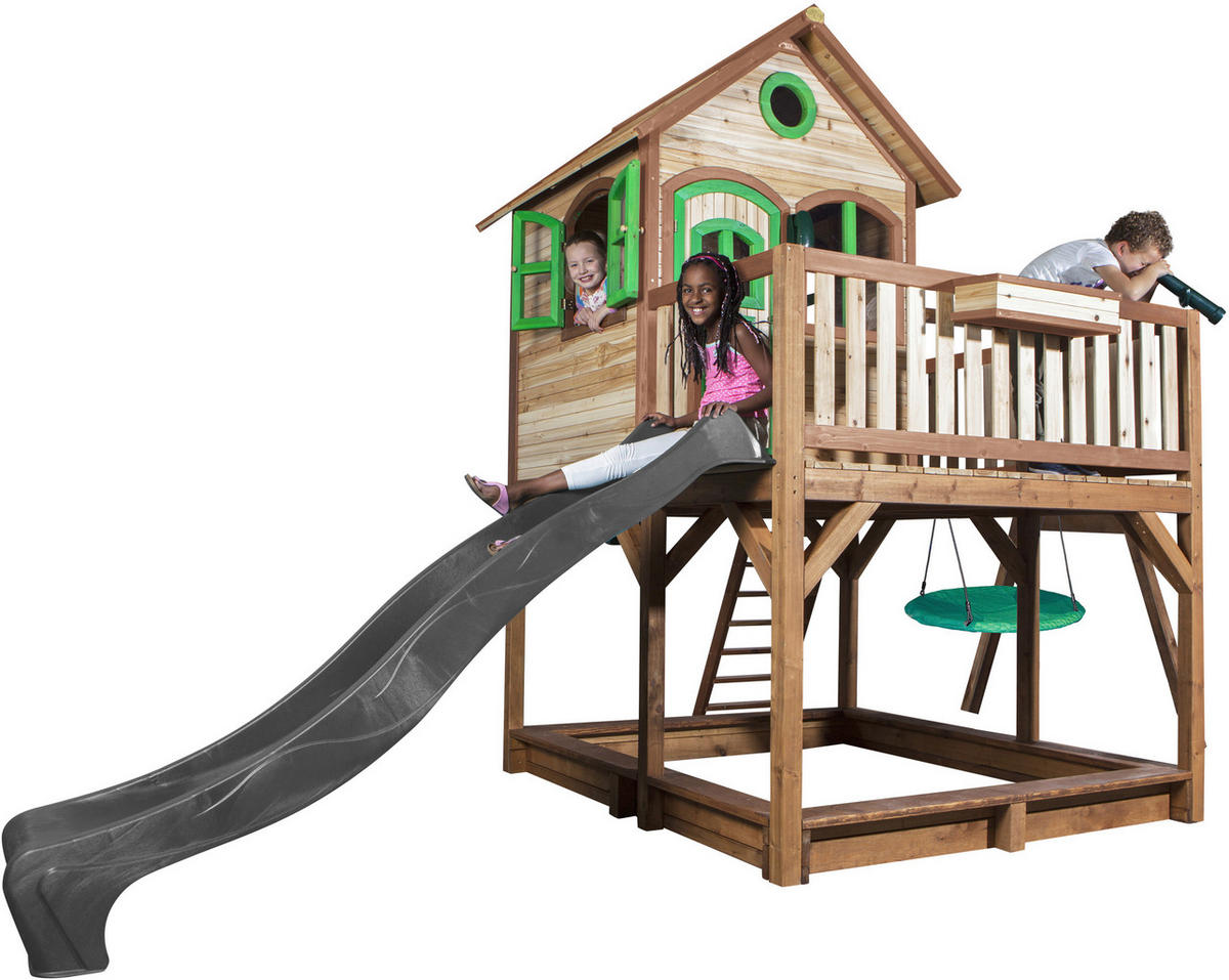 AXI Spielhaus Liam braun B/H/L: ca. 541x291x277 cm Liam - braun/grün (277,00/541,00/291,00cm) - AXI