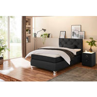 Boxspringbett  schwarz Flachgewebe Liegefläche B/L: ca. 120x200 cm Finja_H3_Boxspringbett - weiß/schwarz (129,00/106,00/213,00cm)