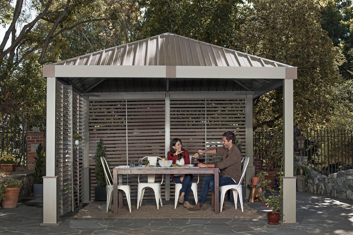 Sojag Pavillon Nanda champagner Aluminium B/H/L: ca. 363x313x363 cm Nanda - champagner/taupe (363,00/363,00/313,00cm) - Sojag