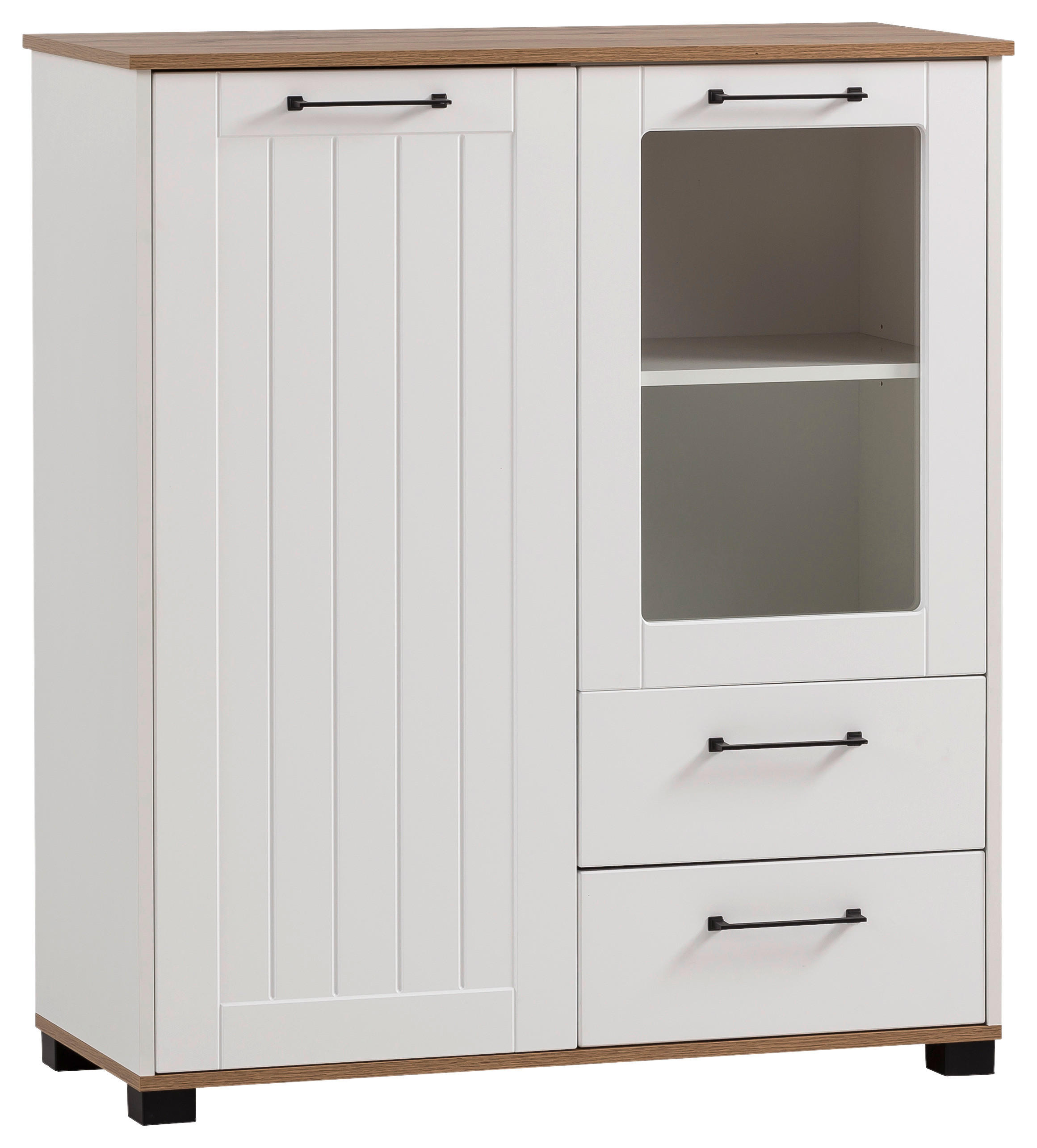 Midischrank Jelda weiß matt Eiche Landhaus Nachbildung B/H/T: ca. 99,2x113,1x41 cm Jelda - Eiche/weiß (99,20/113,10/41,00cm) - Möbelpartner