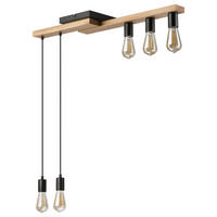 Lamkur Pendelleuchte weiß Holz B/H/L: ca. 20x86x84 cm E27 5 Brennstellen CORTINA - weiß (84,00/20,00/86,00cm) - Lamkur