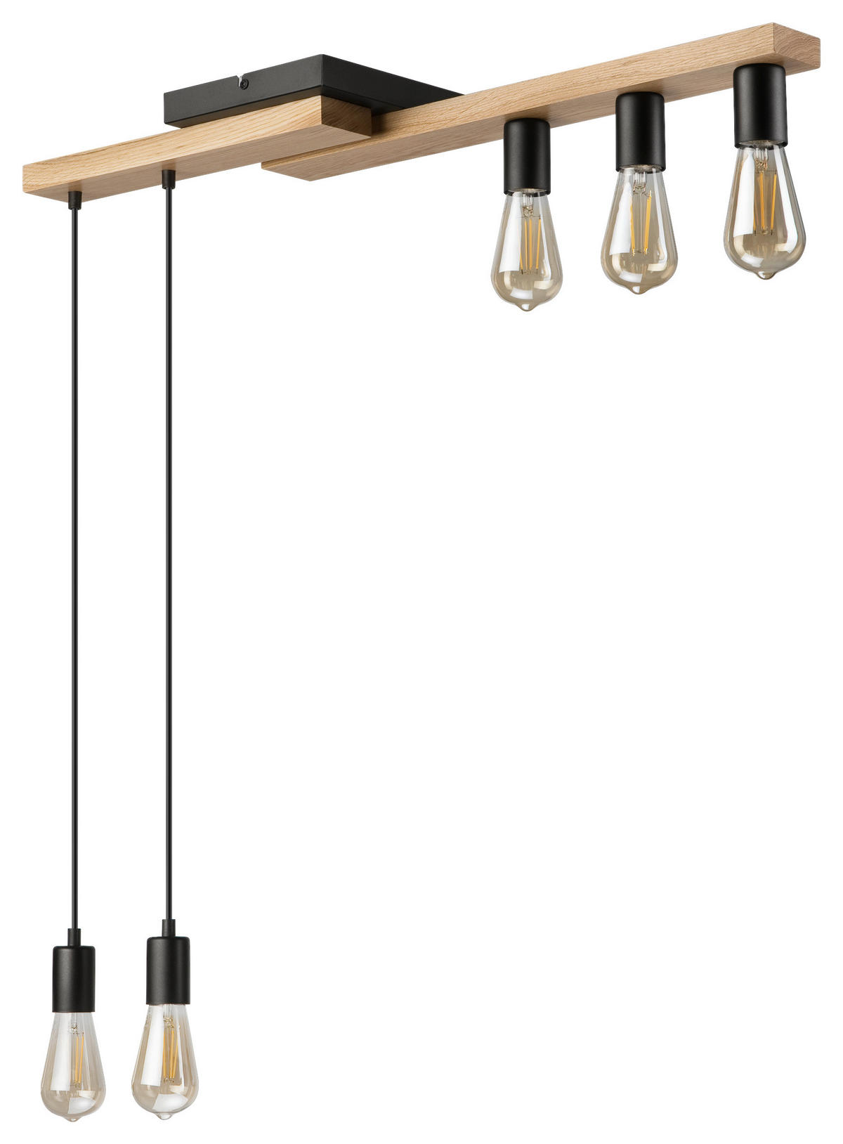 Lamkur Pendelleuchte weiß Holz B/H/L: ca. 20x86x84 cm E27 5 Brennstellen CORTINA - weiß (84,00/20,00/86,00cm) - Lamkur