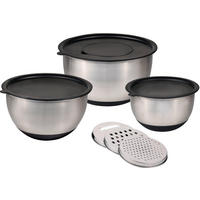 Kesper Rührschüssel silber Kunststoff B/H/L: ca. 26x13,5x26 cm Rührschüssel_3erSet - schwarz/silber (26,00/26,00/13,50cm) - Kesper