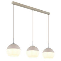 GLOBO Pendelleuchte weiß Opal sand Glas Textil Metall B/H/L: ca. 20x120x90 cm E27 3 Brennstellen RAGUSA - sand/weiß (90,00/20,00/120,00cm) - GLOBO