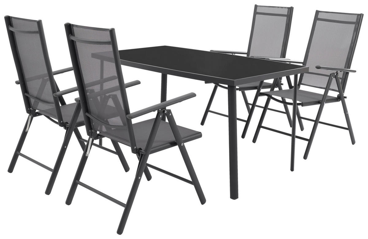 POCOline Gartensitzgruppe Patioset_5tlg. - schwarz/anthrazit - POCOline