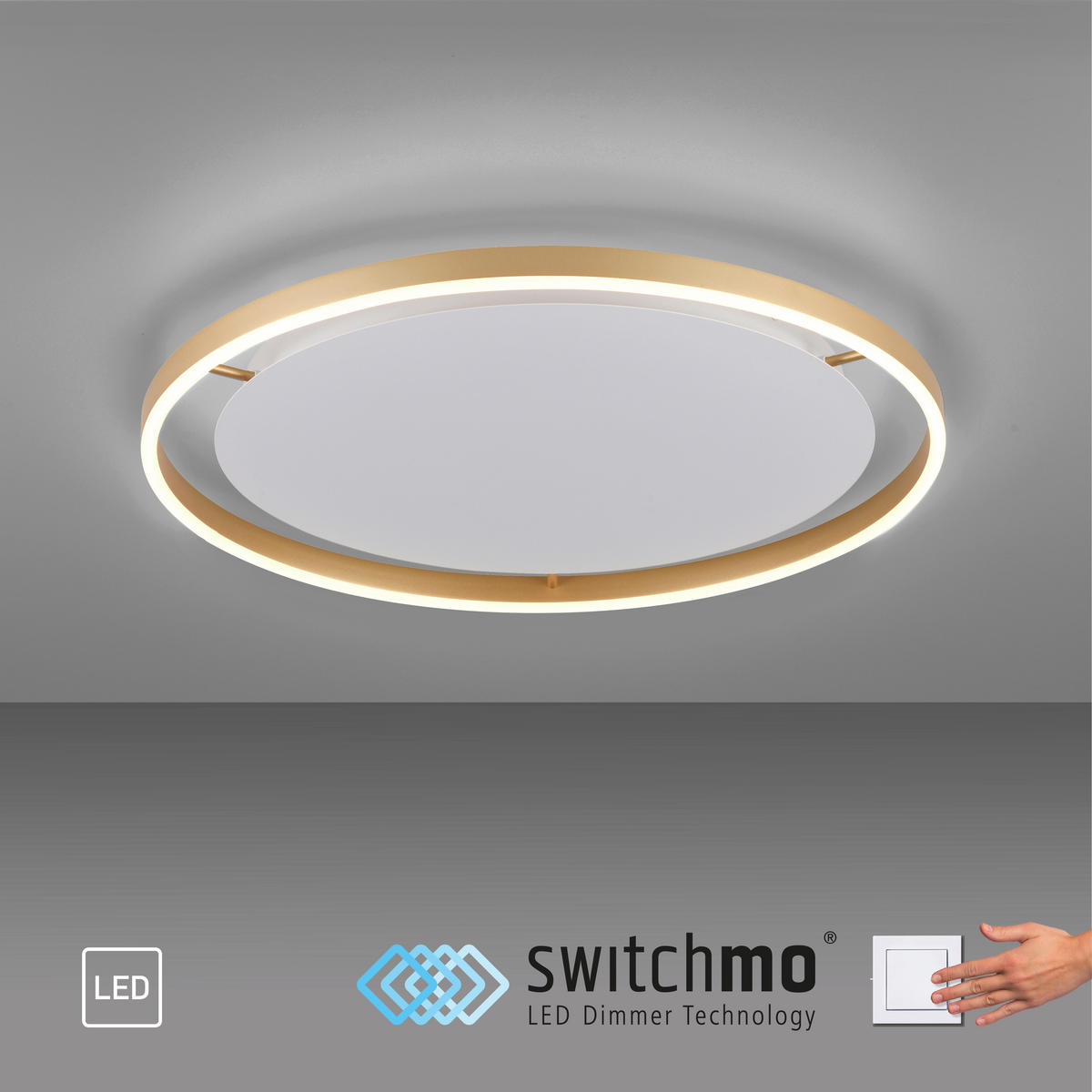 Just Light LED-Deckenleuchte RITUS 15392-60 messing weiß Metall H/D: ca. 5,3x58,5 cm 1 Brennstellen RITUS - messing/weiß (58,50/5,30cm) - Just Light