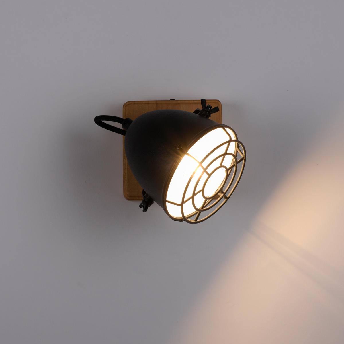 Just Light Spot BEETLE 15171-18 schwarz natur Holz Metall B/H/T: ca. 11,5x20x11,5 cm E14 1 Brennstellen BEETLE - natur/schwarz (11,50/20,00/11,50cm) - Just Light