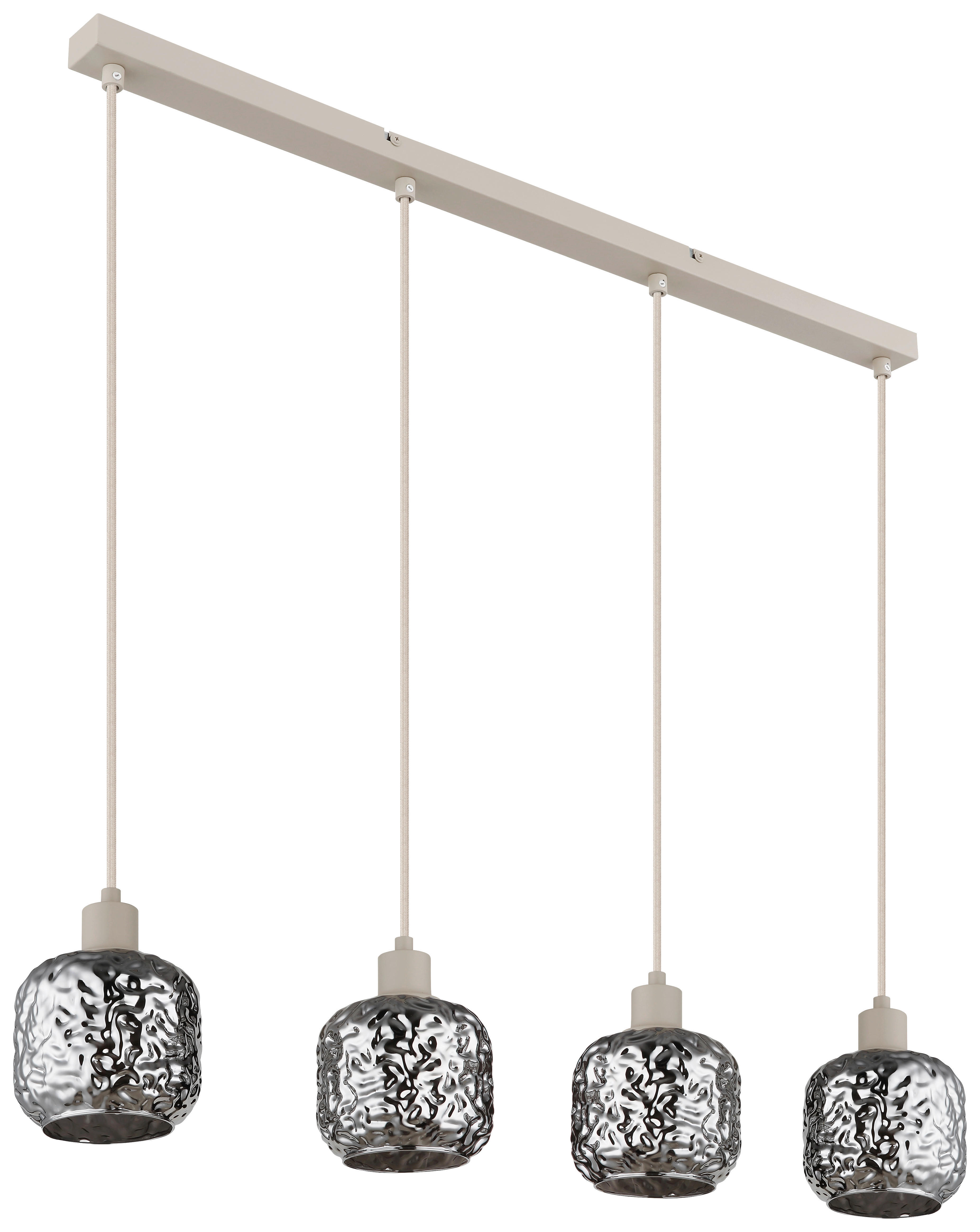 GLOBO Hängeleuchte Rauch beige Glas Metall B/H/L: ca. 17,5x24x82,5 cm E27 4 Brennstellen Hängeleuchte-Antonio - beige/Rauch (82,50/17,50/24,00cm) - GLOBO