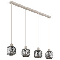 GLOBO Hängeleuchte Rauch beige Glas Metall B/H/L: ca. 17,5x24x82,5 cm E27 4 Brennstellen Hängeleuchte-Antonio - beige/Rauch (82,50/17,50/24,00cm) - GLOBO