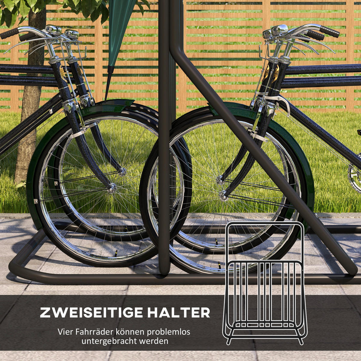 DURHAND Fahrrad-Zubehör schwarz schwarz B/H/L: ca. 92x102x130 cm Fahrradhalter - schwarz (130,00/92,00/102,00cm) - DURHAND