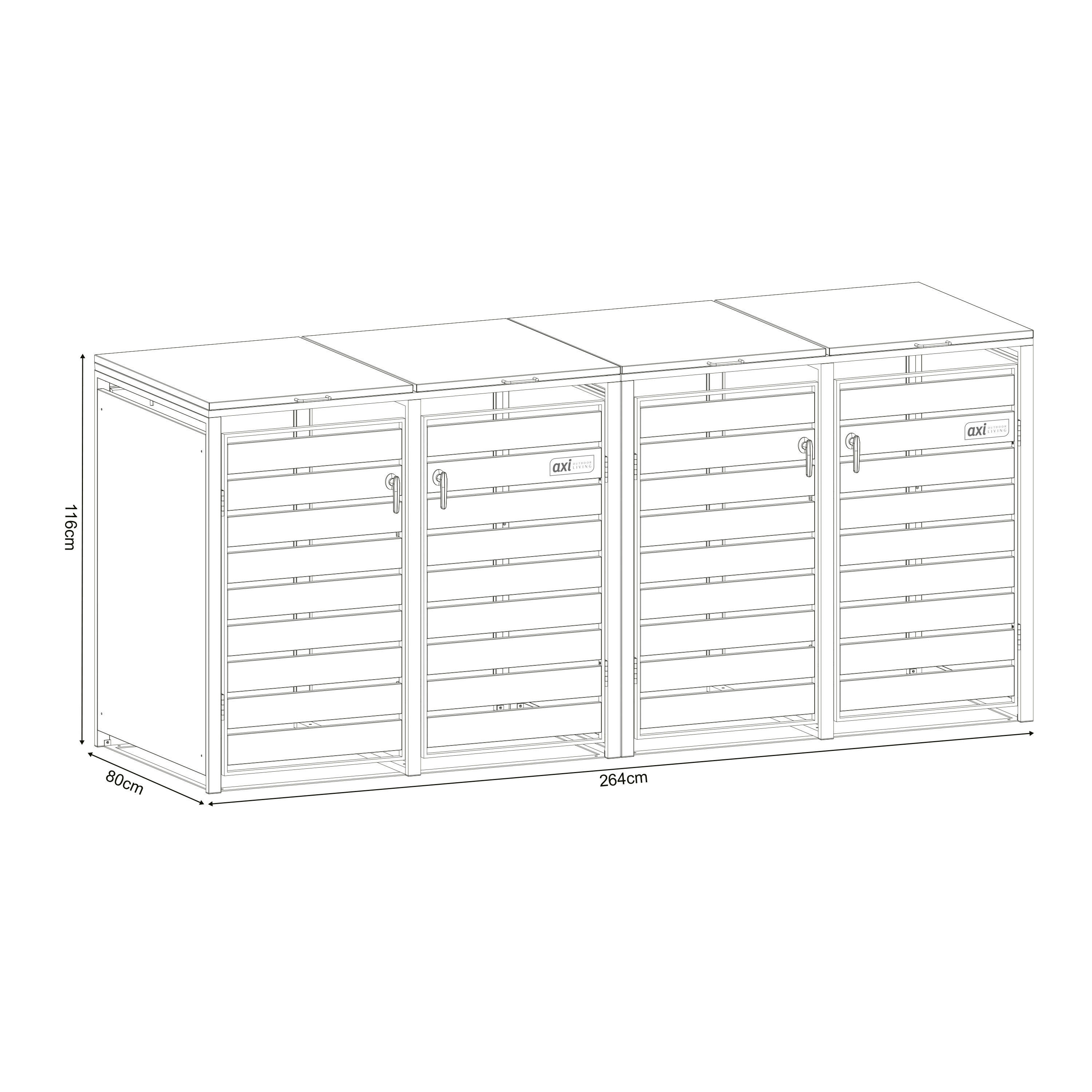 AXI Outdoor Living Mülltonnenbox Lucas braun B/H/L: ca. 80x116x264 cm Lucas - braun (264,00/80,00/116,00cm) - AXI Outdoor Living