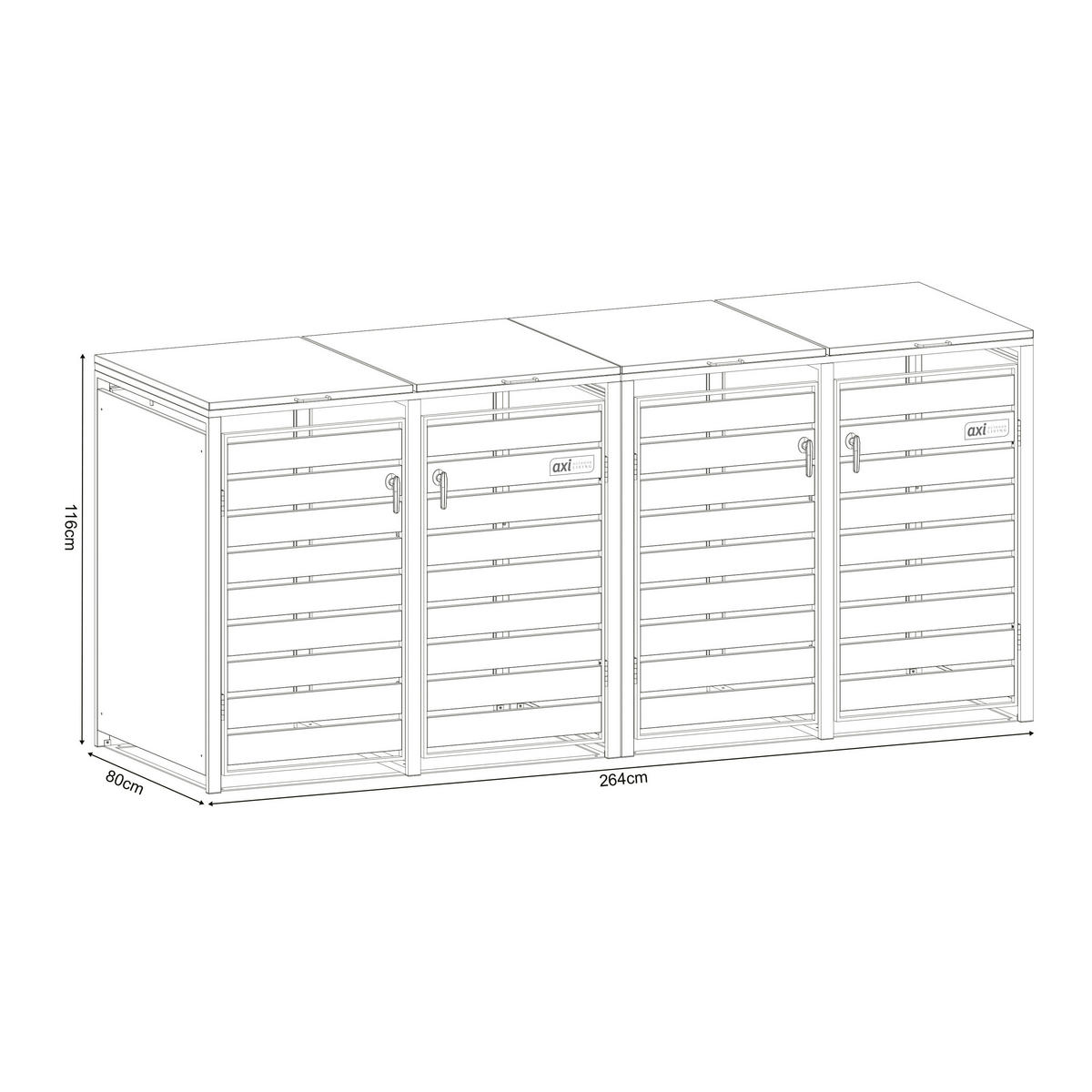 AXI Outdoor Living Mülltonnenbox Lucas braun B/H/L: ca. 80x116x264 cm Lucas - braun (264,00/80,00/116,00cm) - AXI Outdoor Living