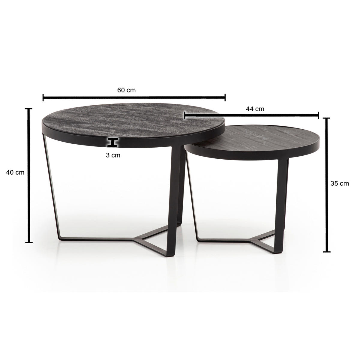 Couchtisch 2er.-Set.  B/H/T: ca. 60x40x60 cm 2er.-Set. - (60,00/40,00/60,00cm) - Wohnling