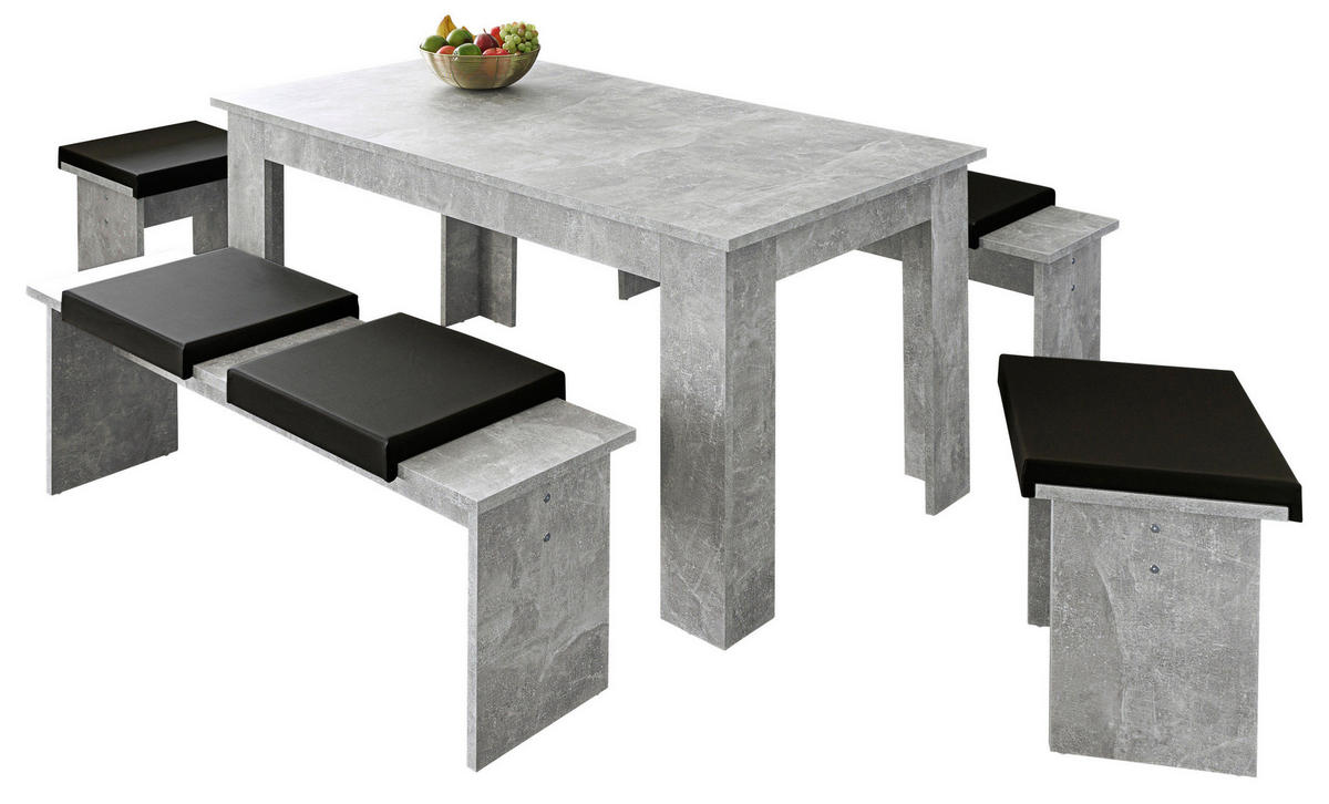 Tischgruppe München Beton Optik Spanplatte B/H/T: ca. 140x75x80 cm München - (140,00/75,00/80,00cm)