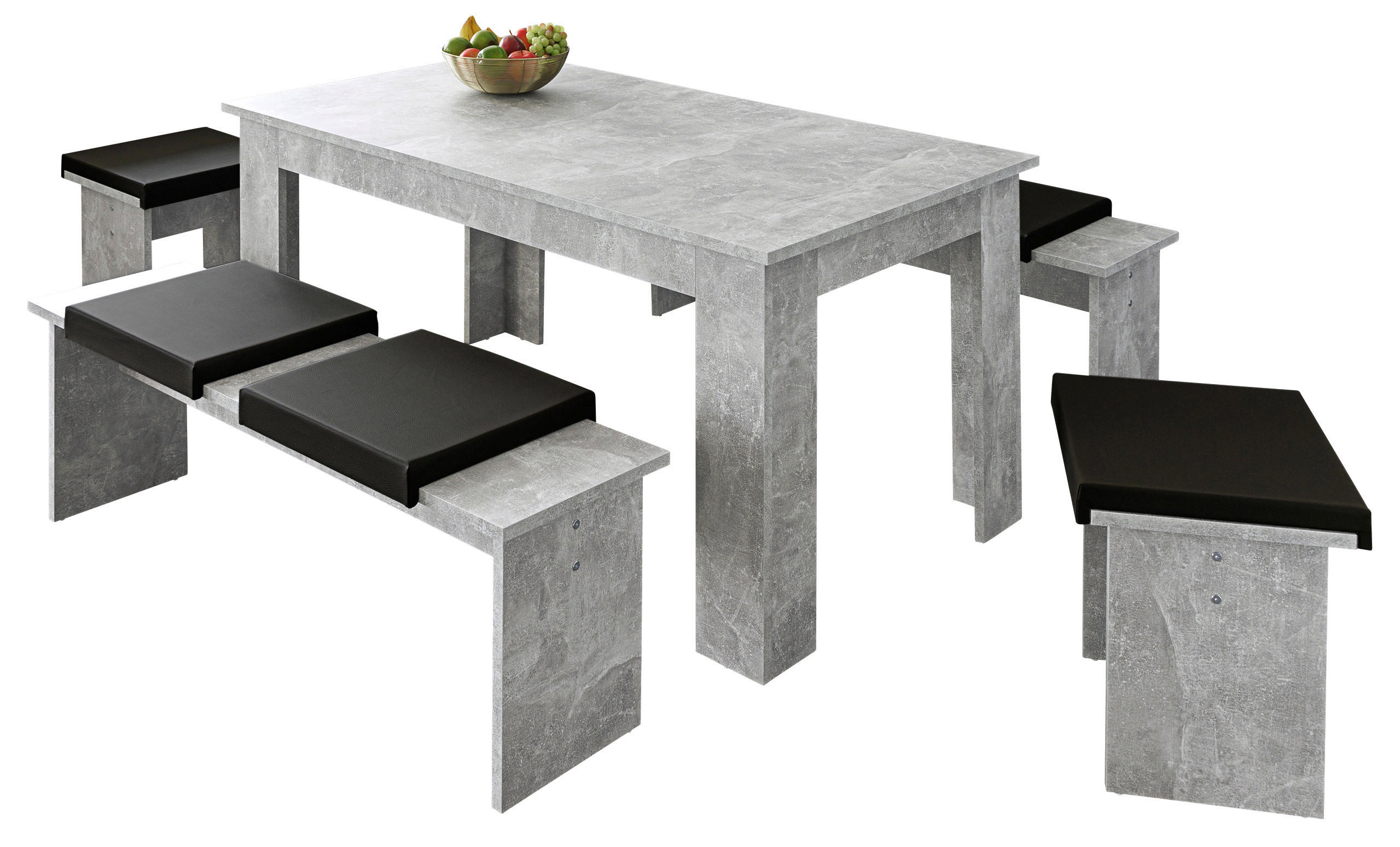 Thumbnail - Tischgruppe München Beton Optik Spanplatte B/H/T: ca. 140x75x80 cm