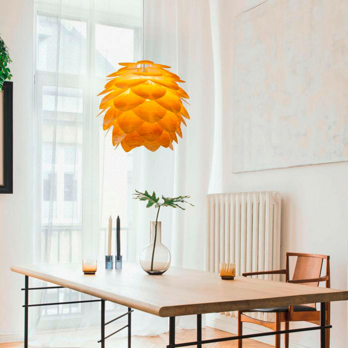 Näve Leuchten Pendelleuchte Foglia orange braun H/D: ca. 125x39 cm E27 1 Brennstellen Foglia - orange/braun (39,00/125,00cm) - Näve Leuchten