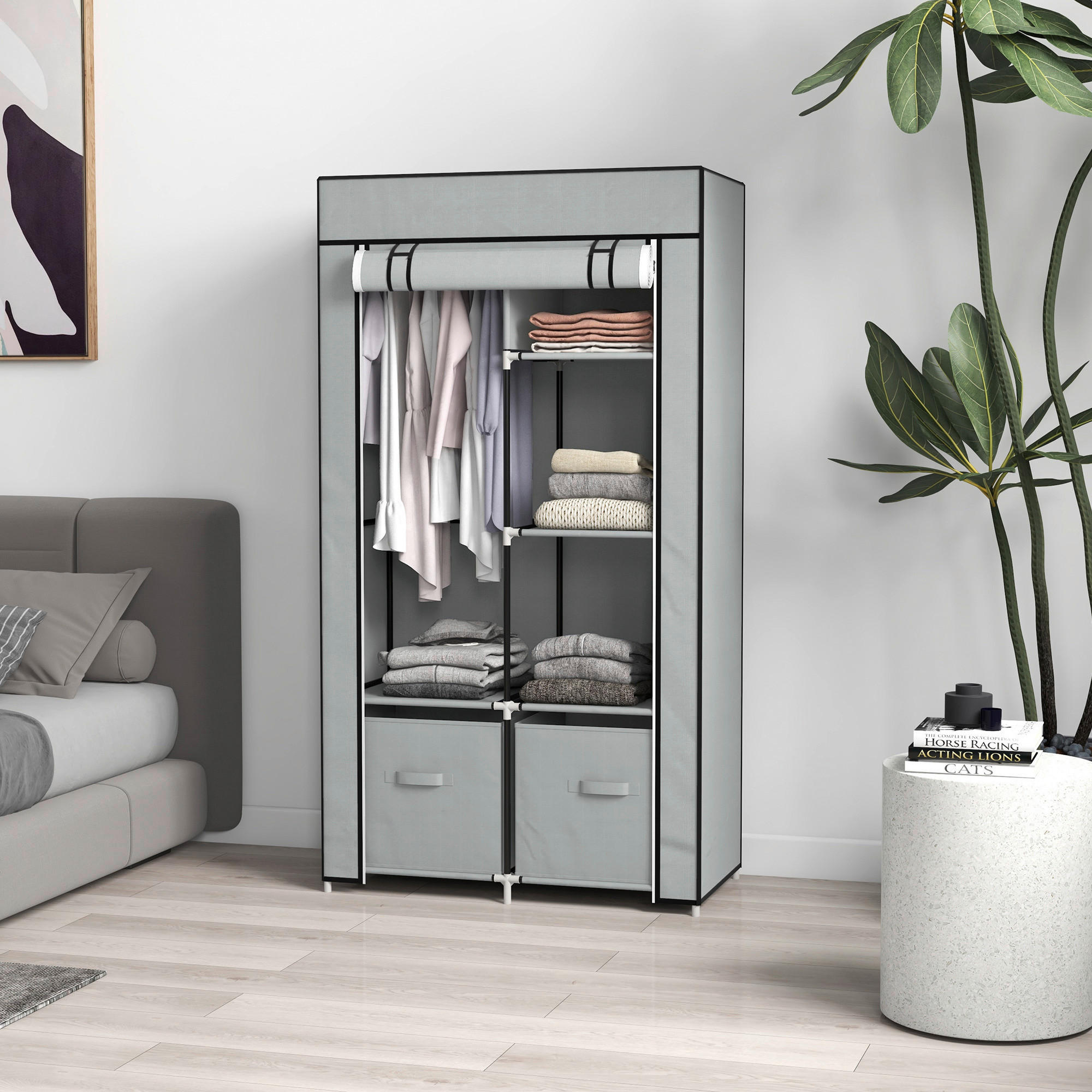 HOMCOM Kleiderschrank hellgrau Polypropylen B/H/L: ca. 42,5x83x162,5 cm Kleiderschrank - hellgrau (162,50/42,50/83,00cm) - HOMCOM