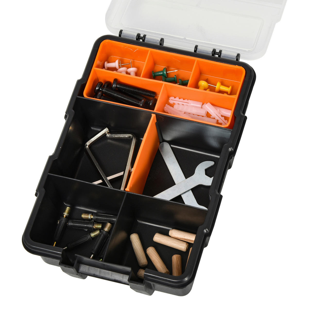 B/H/L: ca. 22,5x28,7x5,5 cm Werkzeugkasten - orange/schwarz (5,50/22,50/28,70cm) - DURHAND