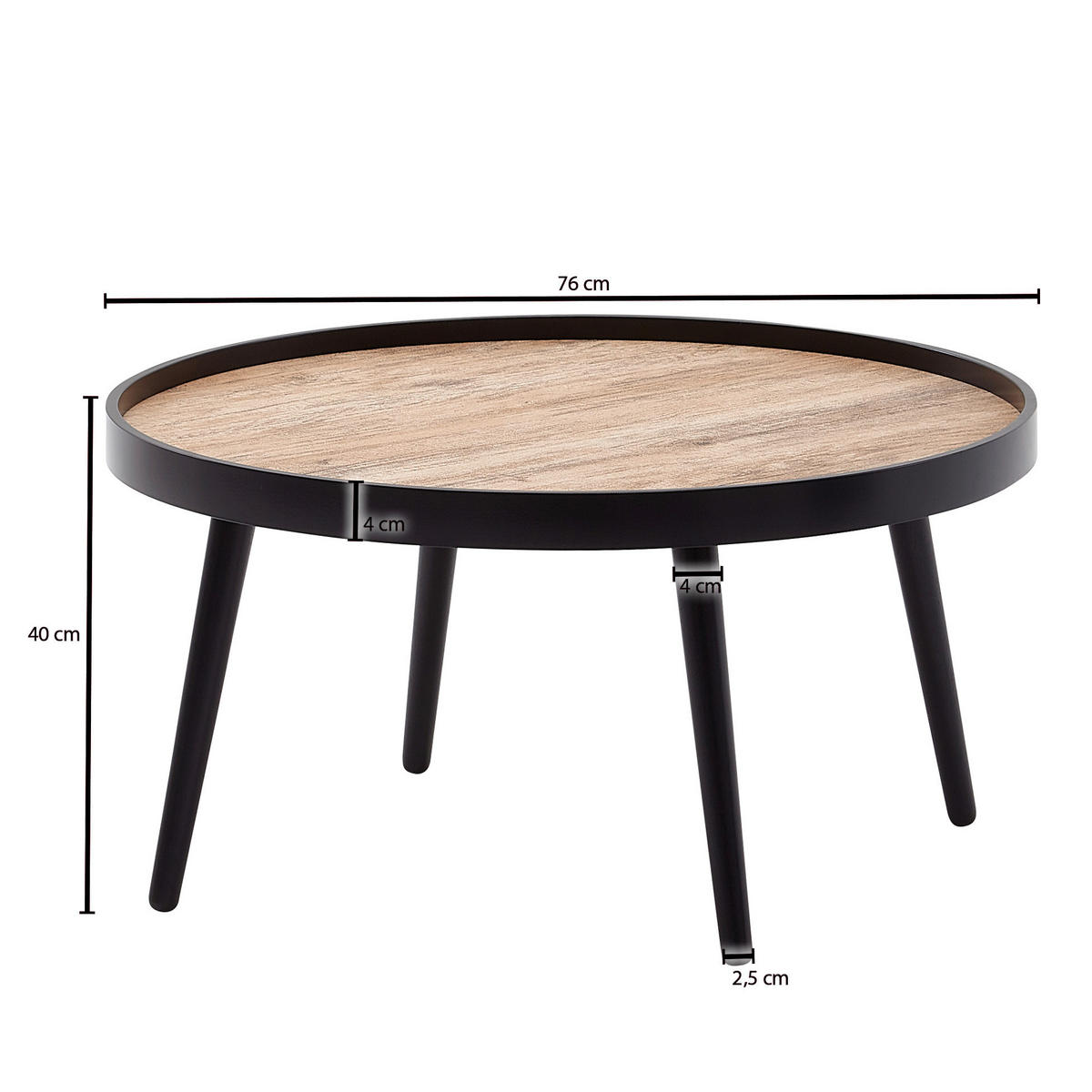 Couchtisch schwarz B/H/T: ca. 76x40x76 cm Couchtisch - braun/schwarz (76,00/40,00/76,00cm) - Wohnling