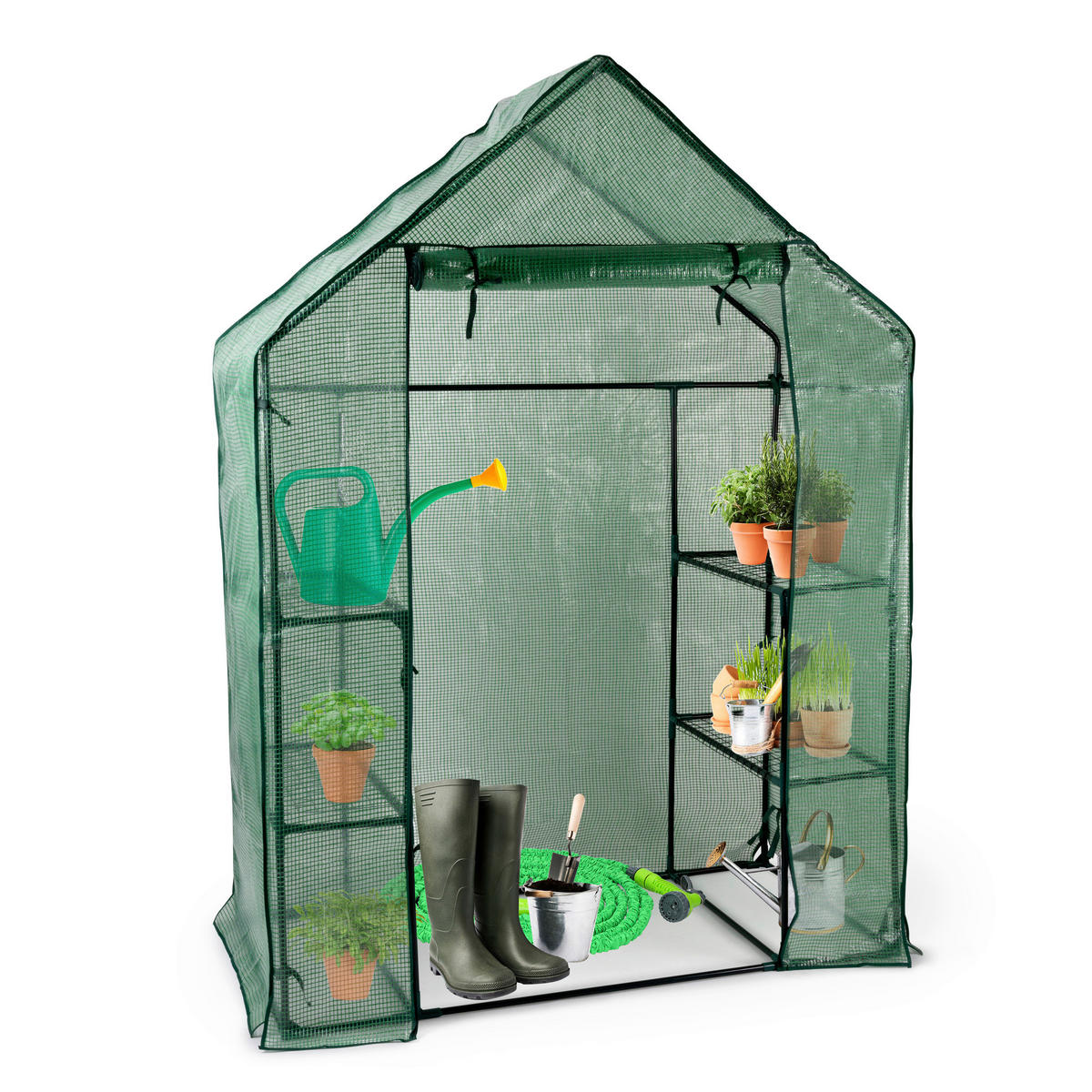 Kinzo Gewächshaus B/H/L: ca. 73x195x143 cm Gewächshaus_begehbar - grün (143,00/73,00/195,00cm) - Kinzo