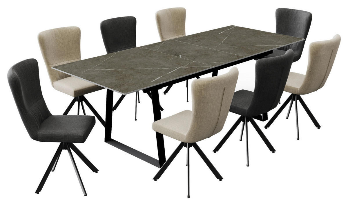 Drehstuhl Kate anthrazit Samt B/H/T: ca. 51x97x67 cm Kate - schwarz/anthrazit (51,00/97,00/67,00cm)