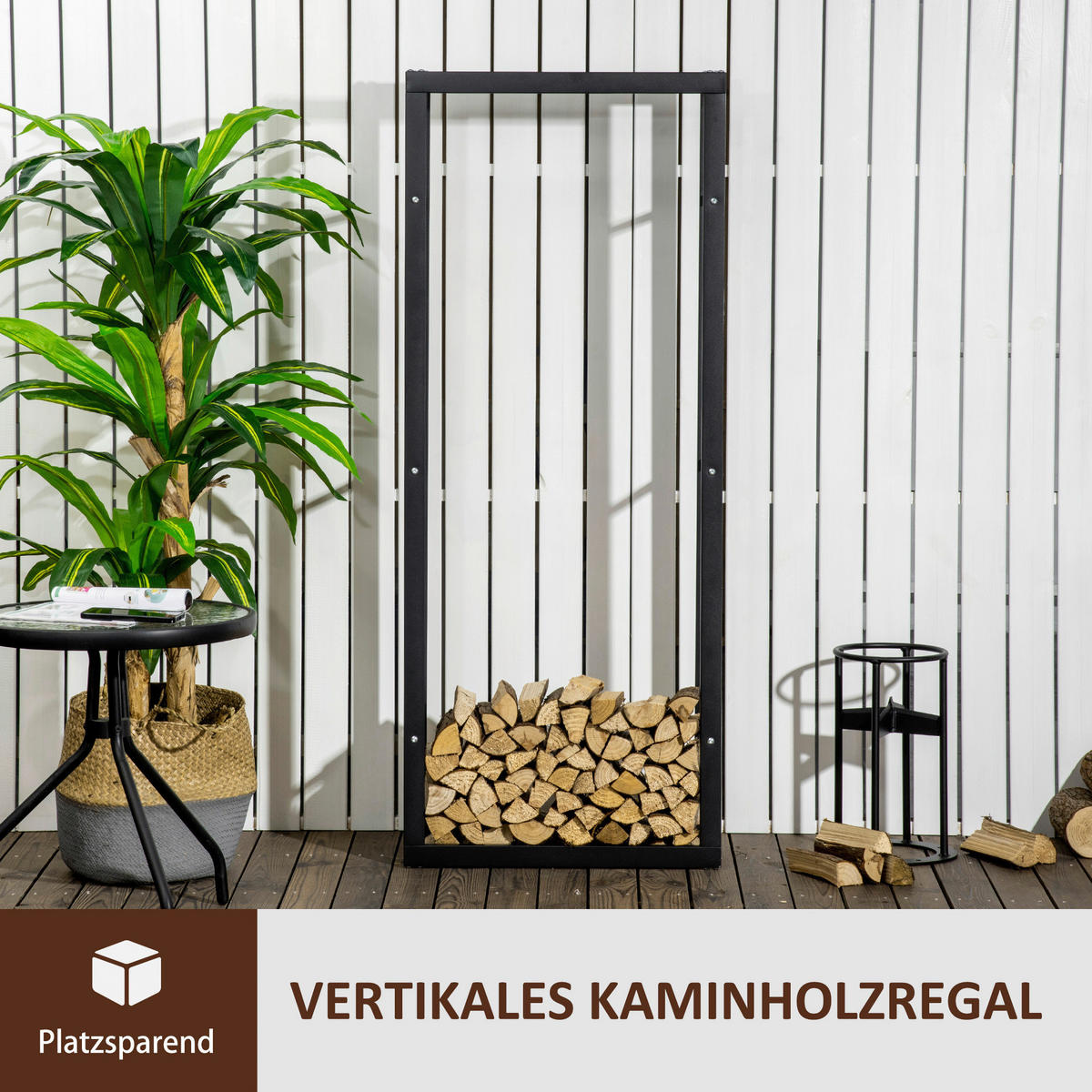 HOMCOM Kaminholzständer schwarz B/H/L: ca. 25x150x60 cm Kaminholzständer - schwarz (60,00/25,00/150,00cm) - HOMCOM