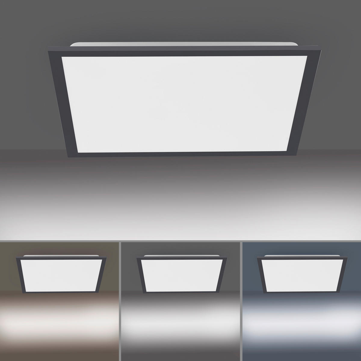 Just Light LED-Deckenpanel FLAT 14755-18 schwarz weiß Kunststoff Metall B/H/T: ca. 44,5x7x44,5 cm 1 Brennstellen FLAT - weiß/schwarz (44,50/7,00/44,50cm) - Just Light