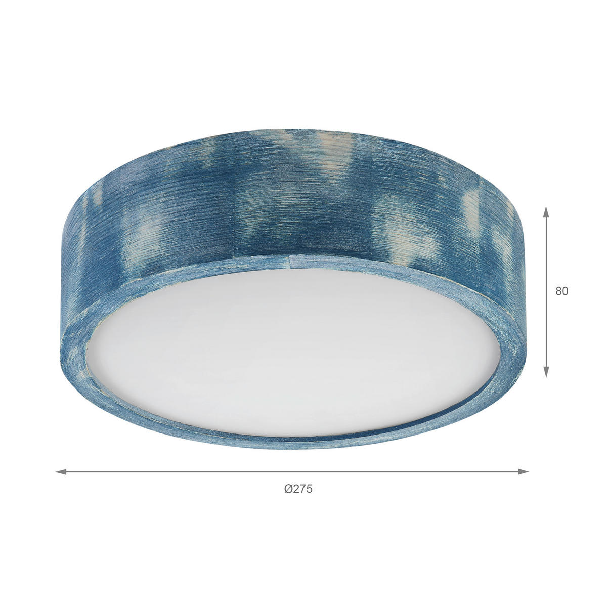 Lamkur Deckenleuchte hellbraun blau Glas Holz B/H/L: ca. 28x28x10 cm 1 Brennstellen Eveline - blau/hellbraun (10,00/28,00/28,00cm) - Lamkur