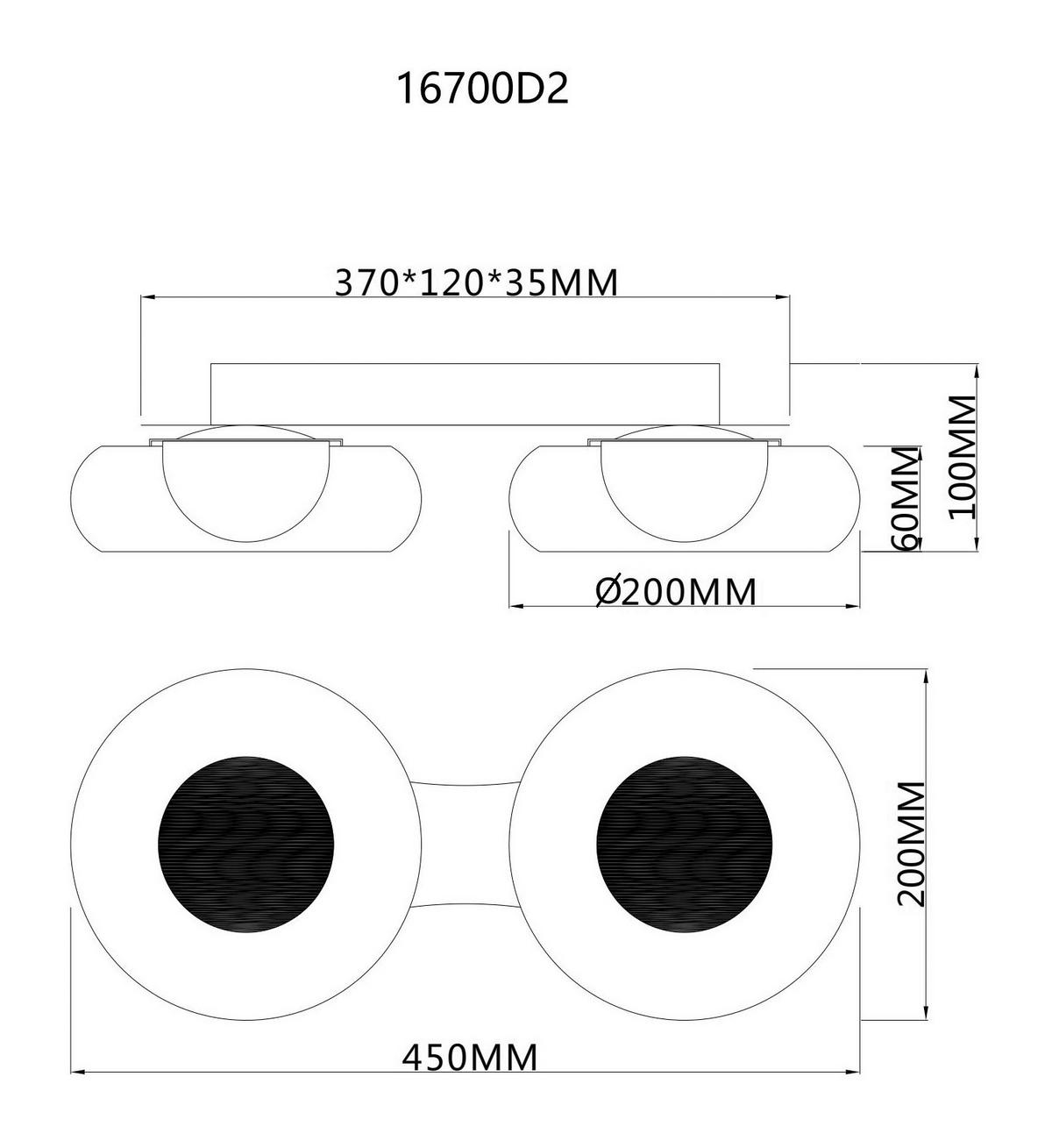 GLOBO Deckenleuchte Deckenleuchte-Carlene - schwarz/Rauch (51,00/24,50/15,50cm) - GLOBO