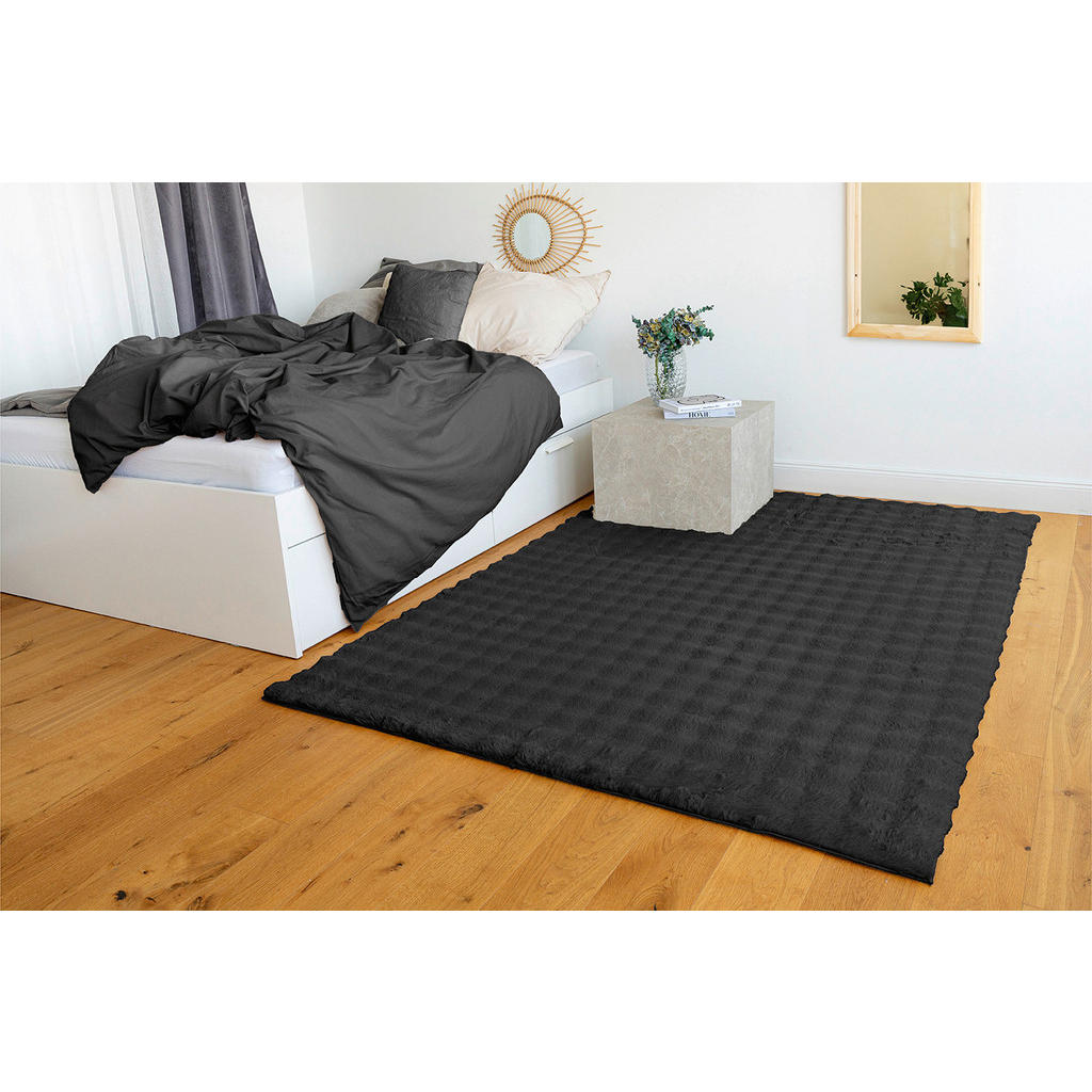 Thumbnail - Padiro Hochflorteppich Hailey 125 schwarz B/H/L: ca. 80x3x150 cm