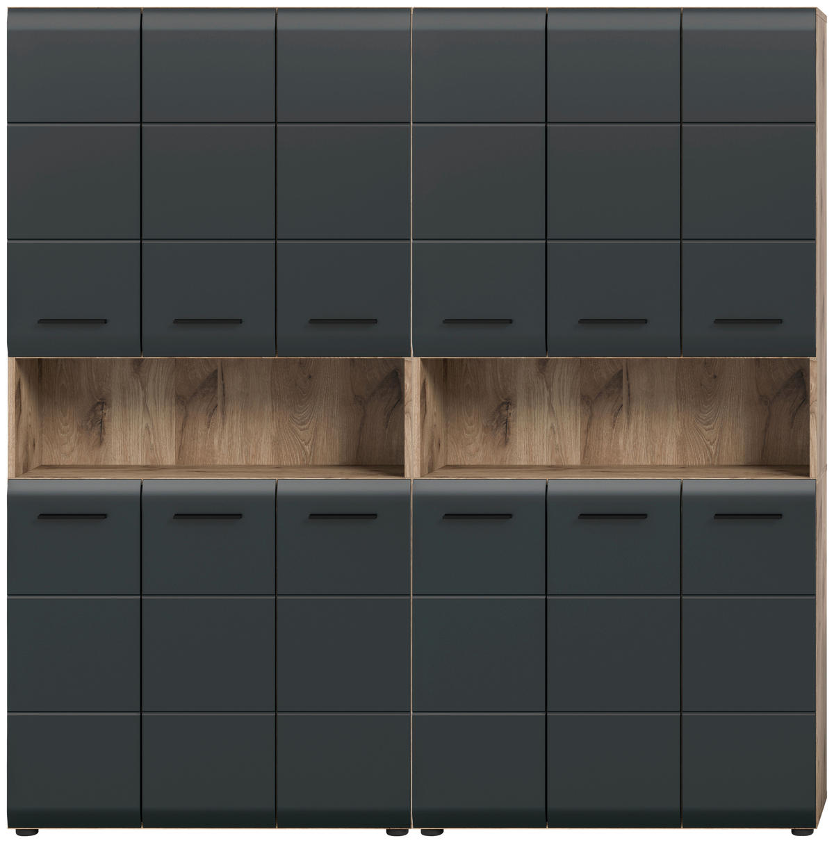 Badezimmer-Set Ice Nox Oak Nachbildung schwarz matt B/H/T: ca. 180x185x30 cm Ice - schwarz (180,00/185,00/30,00cm) - xonox.home