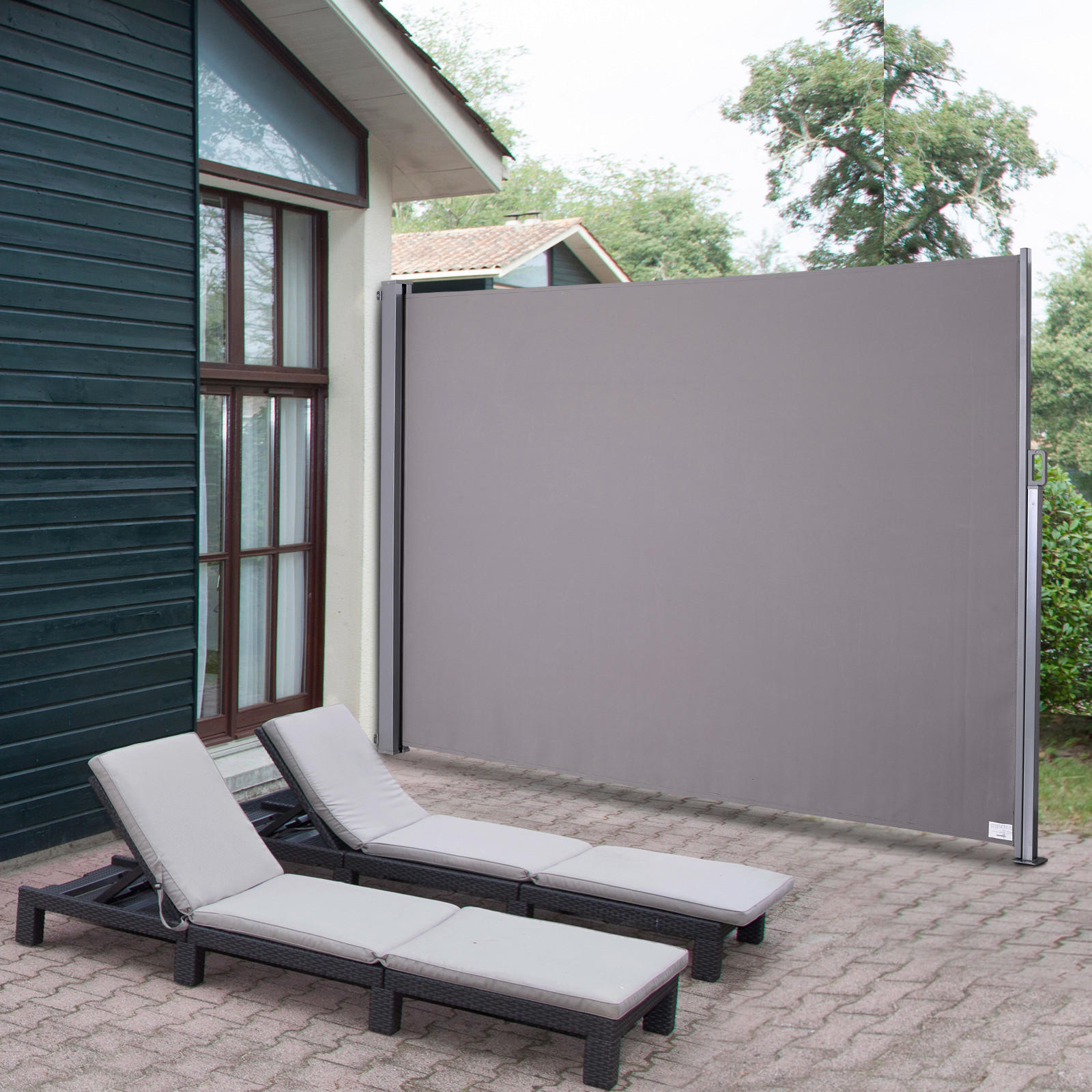 Outsunny Seitenmarkise grau Aluminium H/...