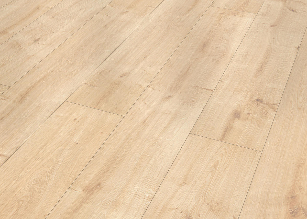 Laminatboden Eiche hell ca. 2,245 m² im Paket  B/L: ca. 19,4x128,6 cm pro Paket Eiche hell ca. 2,245 m² im Paket - natur (19,40/128,60cm)