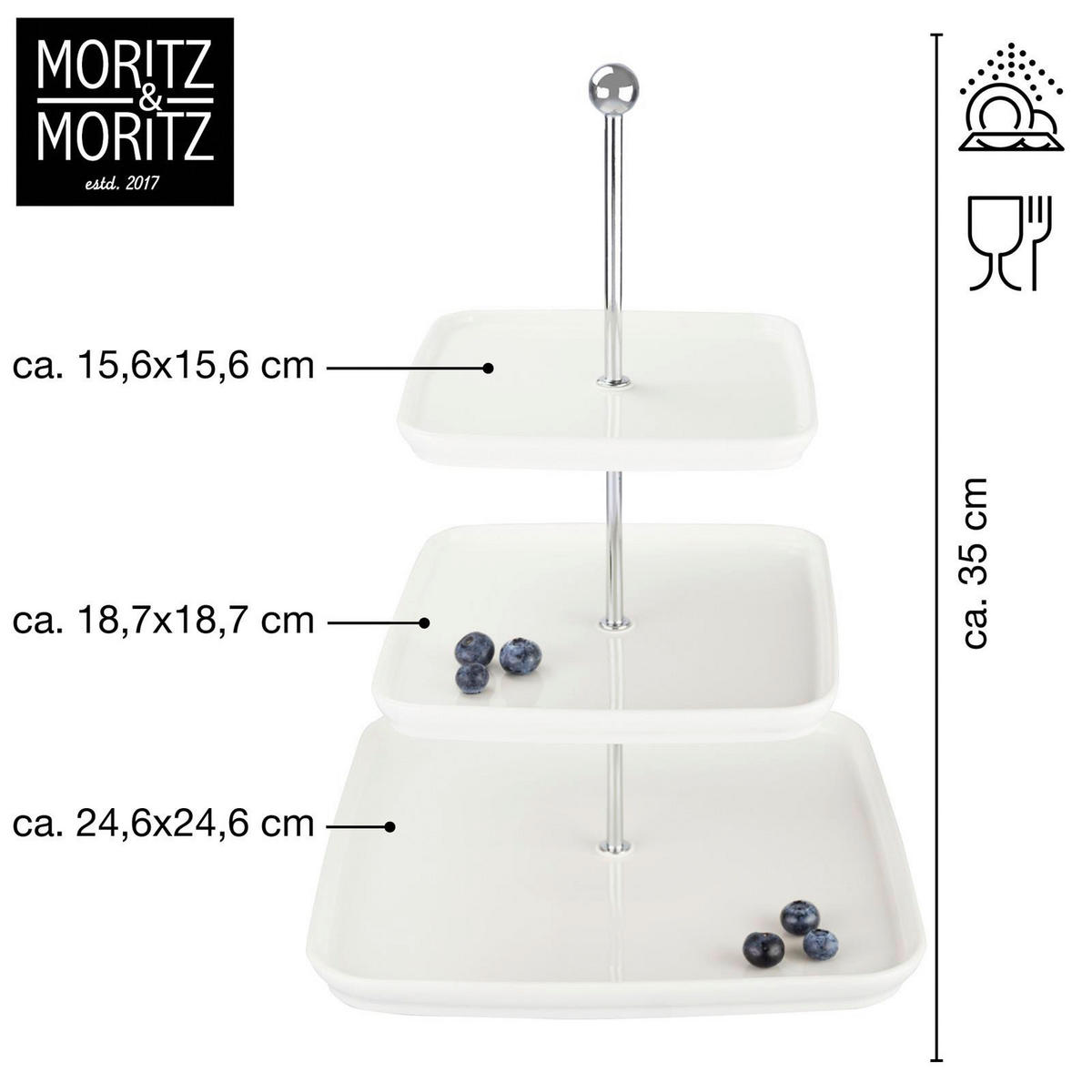 Moritz & Moritz Etagere weiß Porzellan H: ca. 35 cm Etagere - weiß (35,00cm) - Moritz & Moritz
