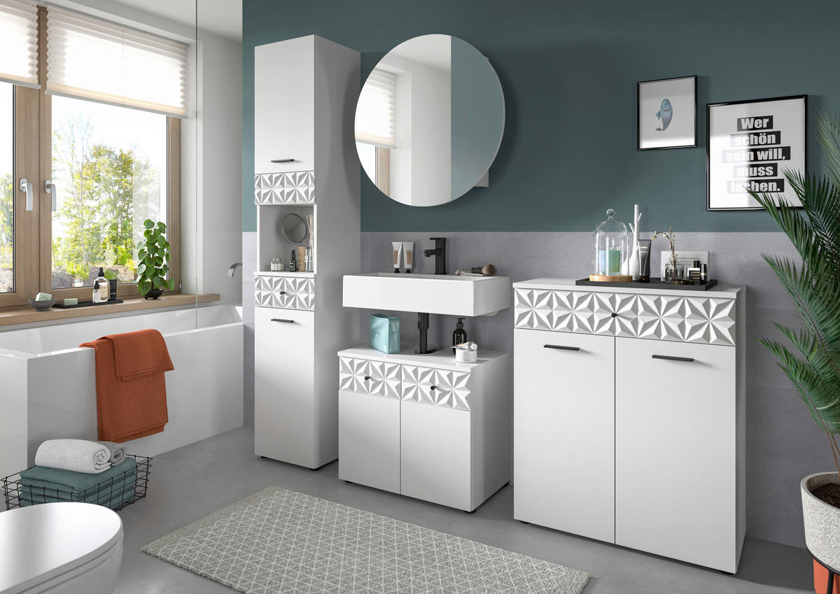 Badezimmer-Set Prisma weiß B/H/T: ca. 91x187x37 cm Prisma - weiß (91,00/187,00/37,00cm) - xonox.home