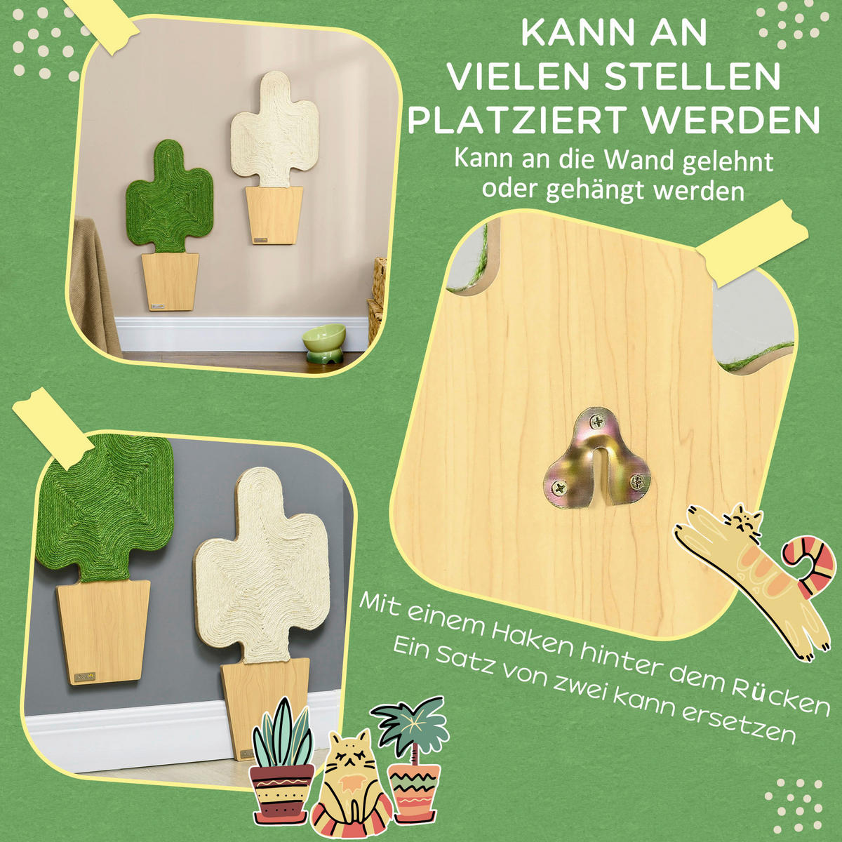 PawHut Tier-Zubehör weiß Polypropylen B/H/L: ca. 30x1,5x60 cm Kratzmatte - Eiche/weiß (60,00/30,00/1,50cm) - PawHut