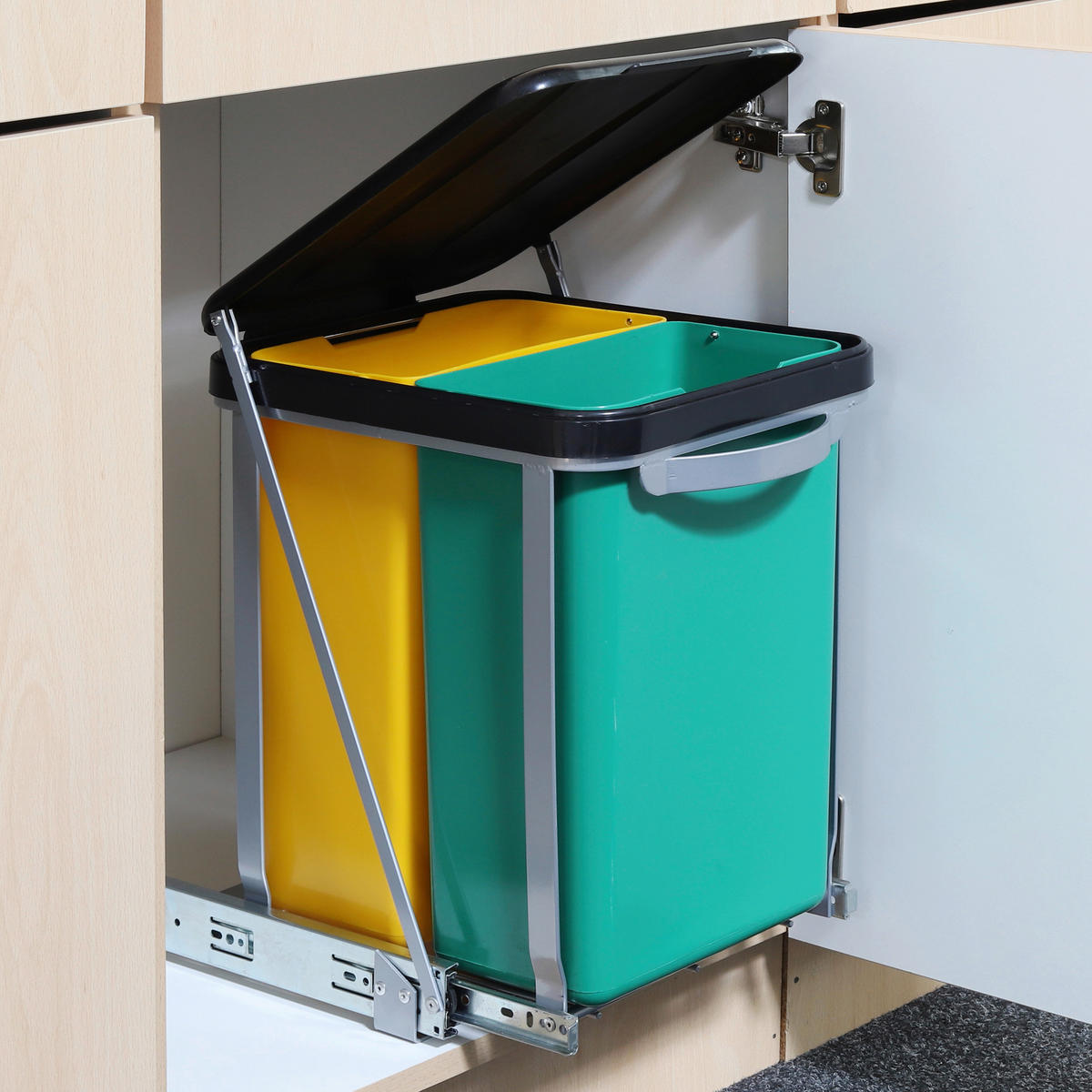 Teleskop Mülleimer gelb B/H/T: ca. 26x40x60 cm Teleskop-Mülleimer - gelb/schwarz (26,00/40,00/60,00cm)