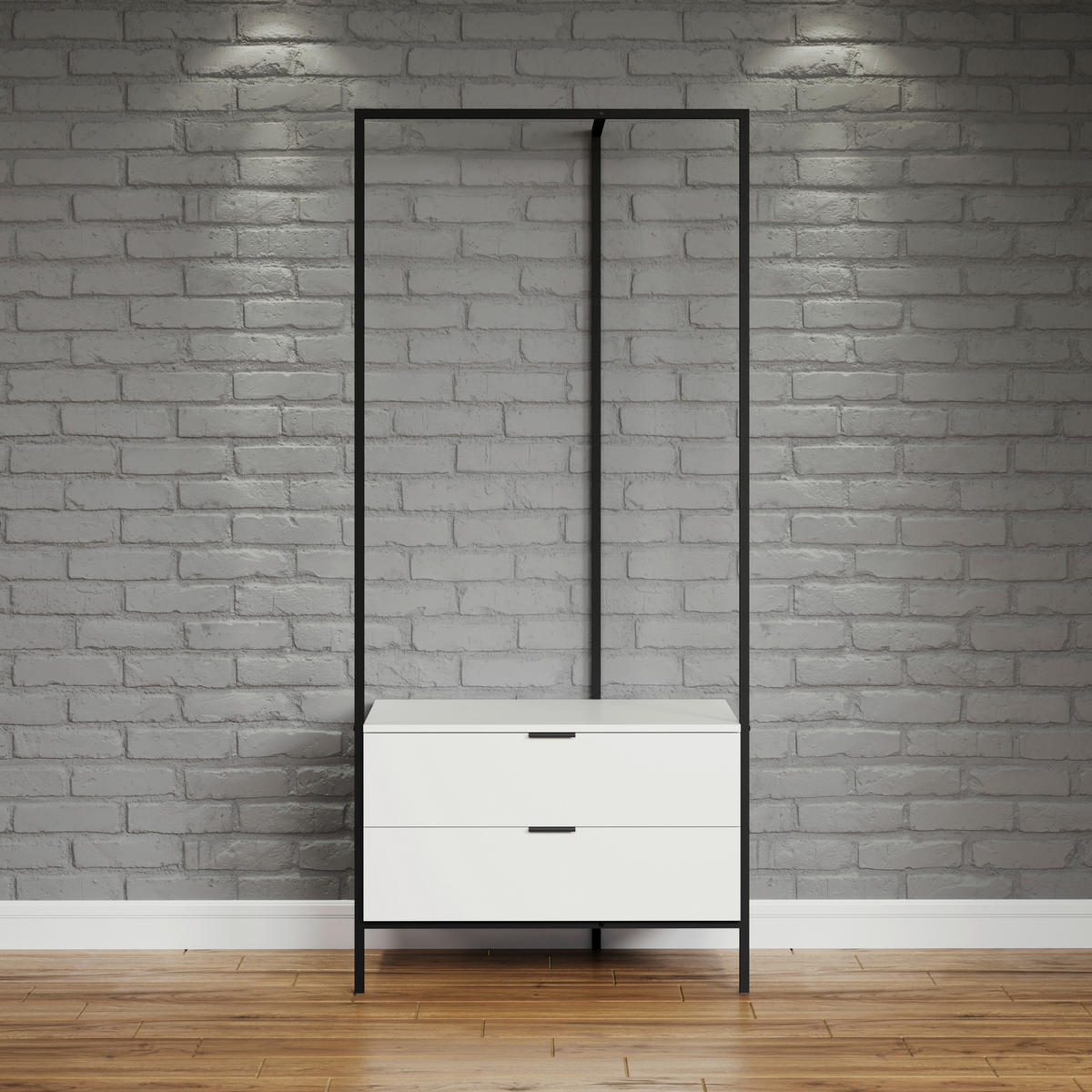 Garderobe Jody weiß matt schwarz B/H/T: ca. 85x190x47 cm Jody - weiß/schwarz (85,00/190,00/47,00cm) - Trendteam