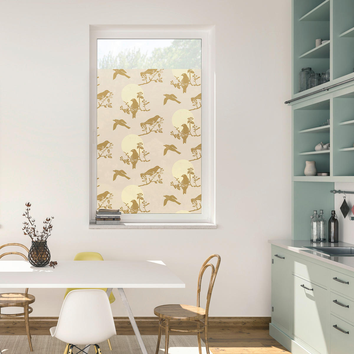 LICHTBLICK Fensterfolie Moon Birds Vögel Moon Birds beige B/L: ca. 50x50 cm Moon Birds - beige (50,00/50,00cm) - LICHTBLICK