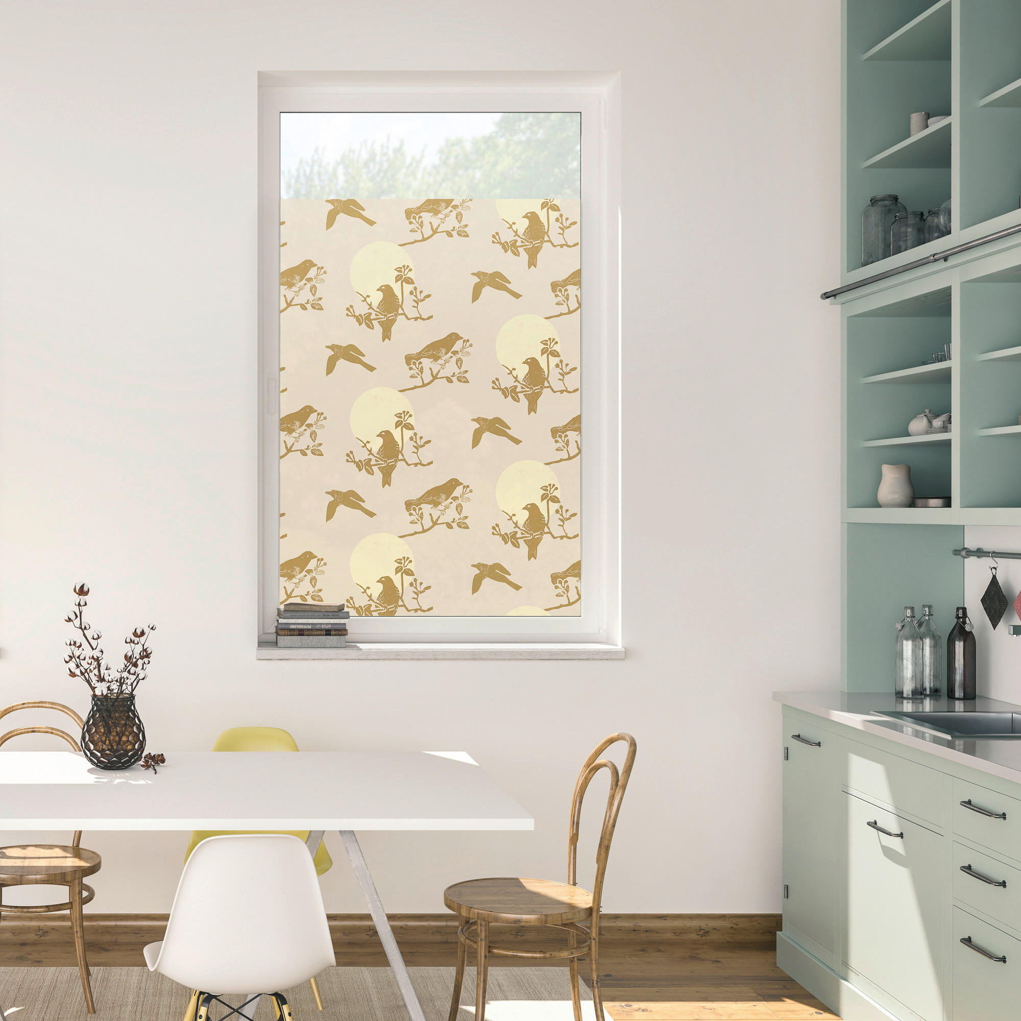 LICHTBLICK Fensterfolie Moon Birds Vögel Moon Birds beige B/L: ca. 50x100 cm