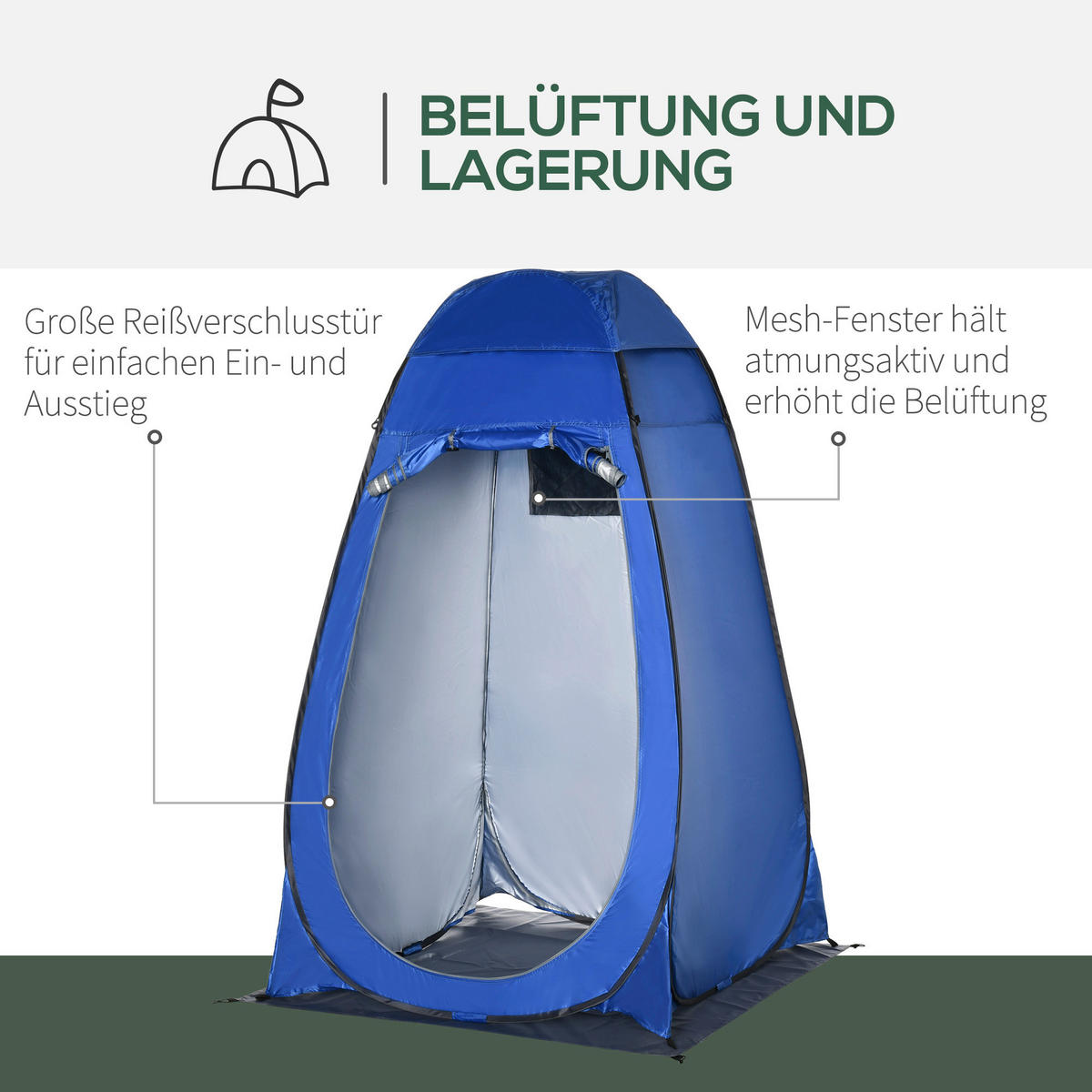 Outsunny Camping-Zubehör blau Polyester B/H/L: ca. 124x126x198 cm Duschzelt - blau (198,00/124,00/126,00cm) - Outsunny