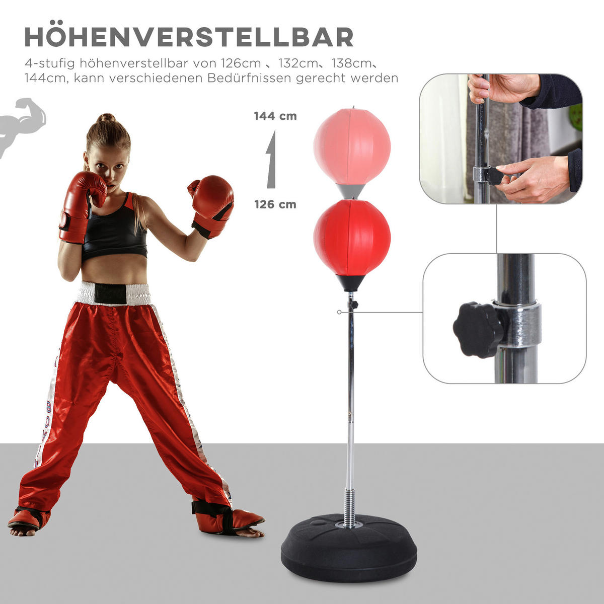 HOMCOM Boxsack rot Kunststoff B/H/L: ca. 43x144x43 cm Boxsack - rot (43,00/43,00/144,00cm) - HOMCOM