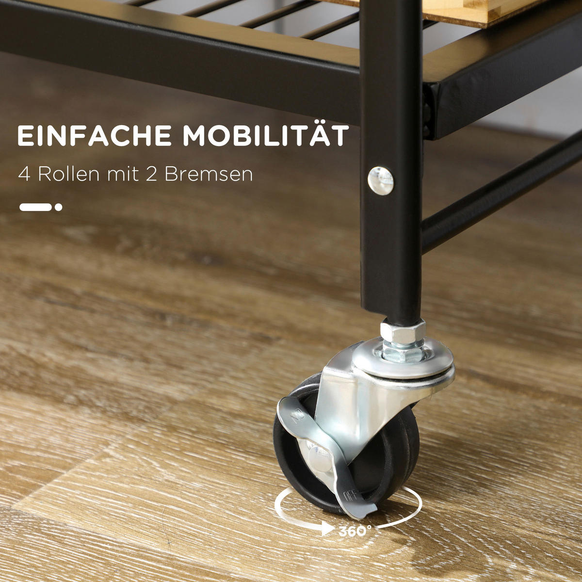 HOMCOM Rollwagen braun MDF B/H/L: ca. 35x68x85 cm Rollwagen - braun/schwarz (85,00/35,00/68,00cm) - HOMCOM