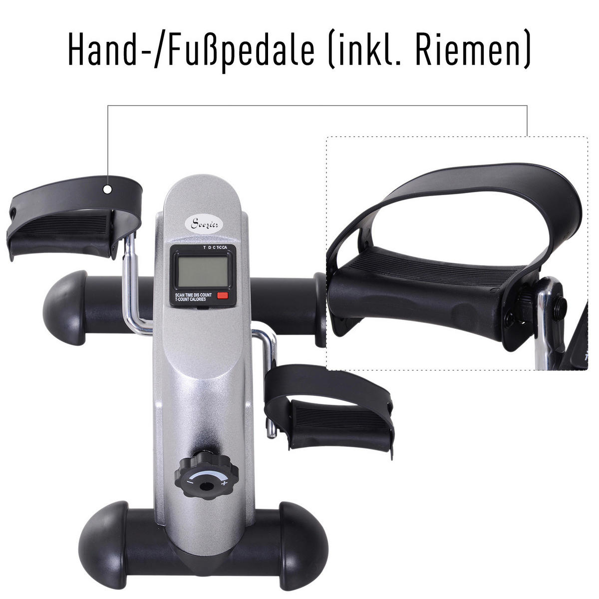 HOMCOM Pedaltrainer silber Metall B/H/T: ca. 39x31x40 cm Pedaltrainer__LCD-Display - silber (39,00/31,00/40,00cm) - HOMCOM