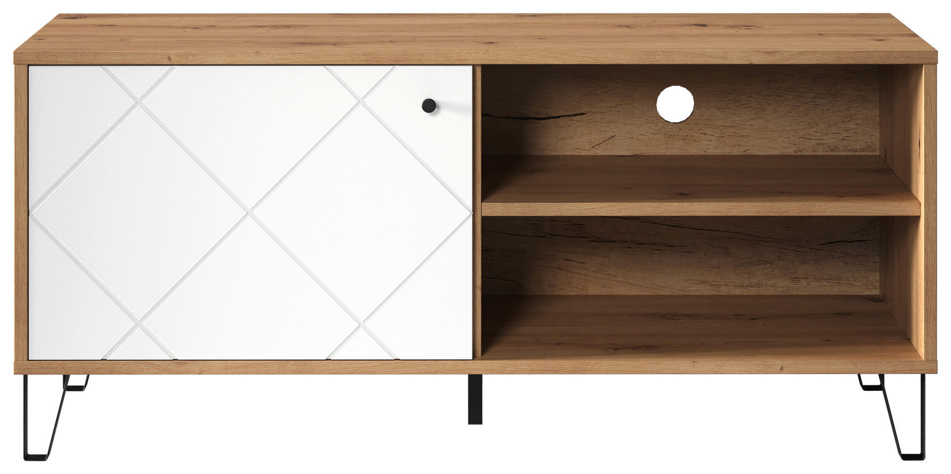 TV-Lowboard Touch weiß matt Eiche Artisan Nachbildung B/H/T: ca. 123x56x40 cm Touch - Eiche/weiß (123,00/56,00/40,00cm) - Trendteam